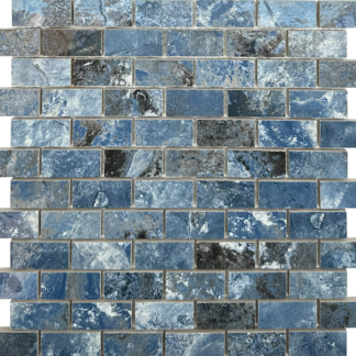 1x2 Crystal Navy Glossy Porcelain Mosaic