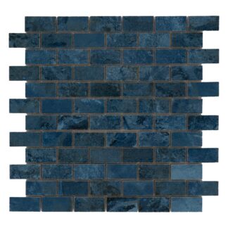 1X2 Crystal Blue Polished Porcelain Mosaic