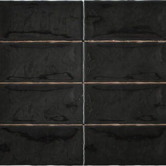 3x6 Rustic Black Glossy Ceramic Tile